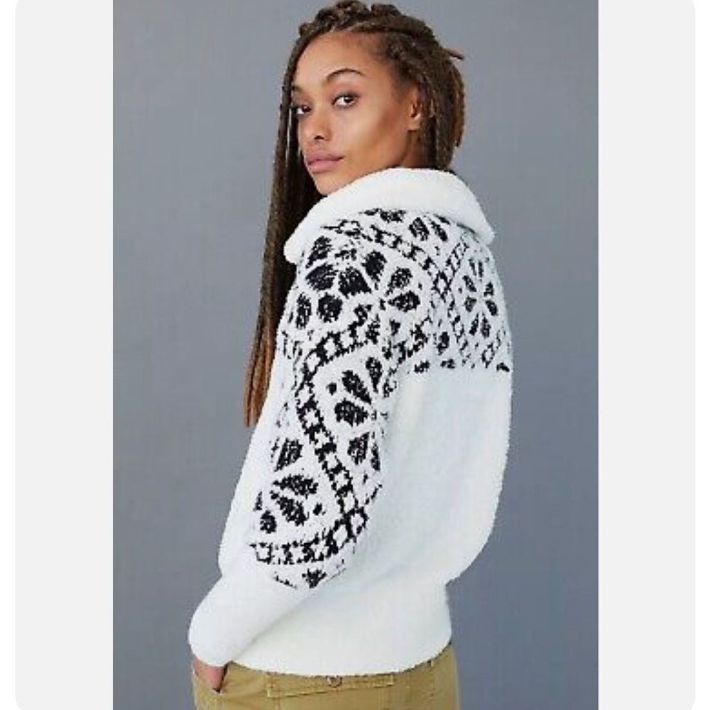Anthropologie Maia Pilcro Fuzzy Zip Pullover Size XL NWT